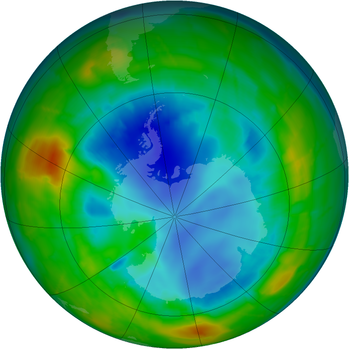 Antarctic ozone map for 17 August 2010